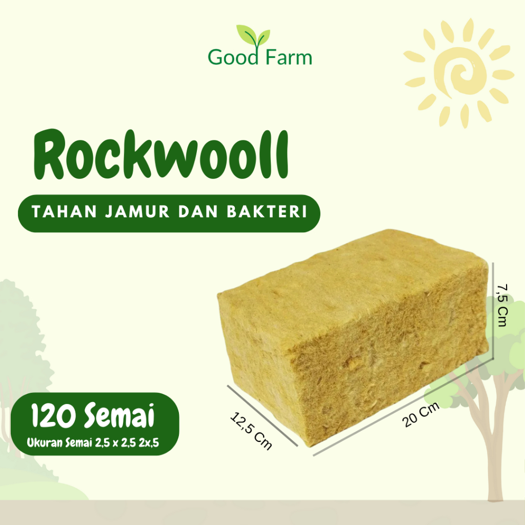 GOODFARM - Rockwool Media Tanam Premium 20cm Untuk 120 Semaian