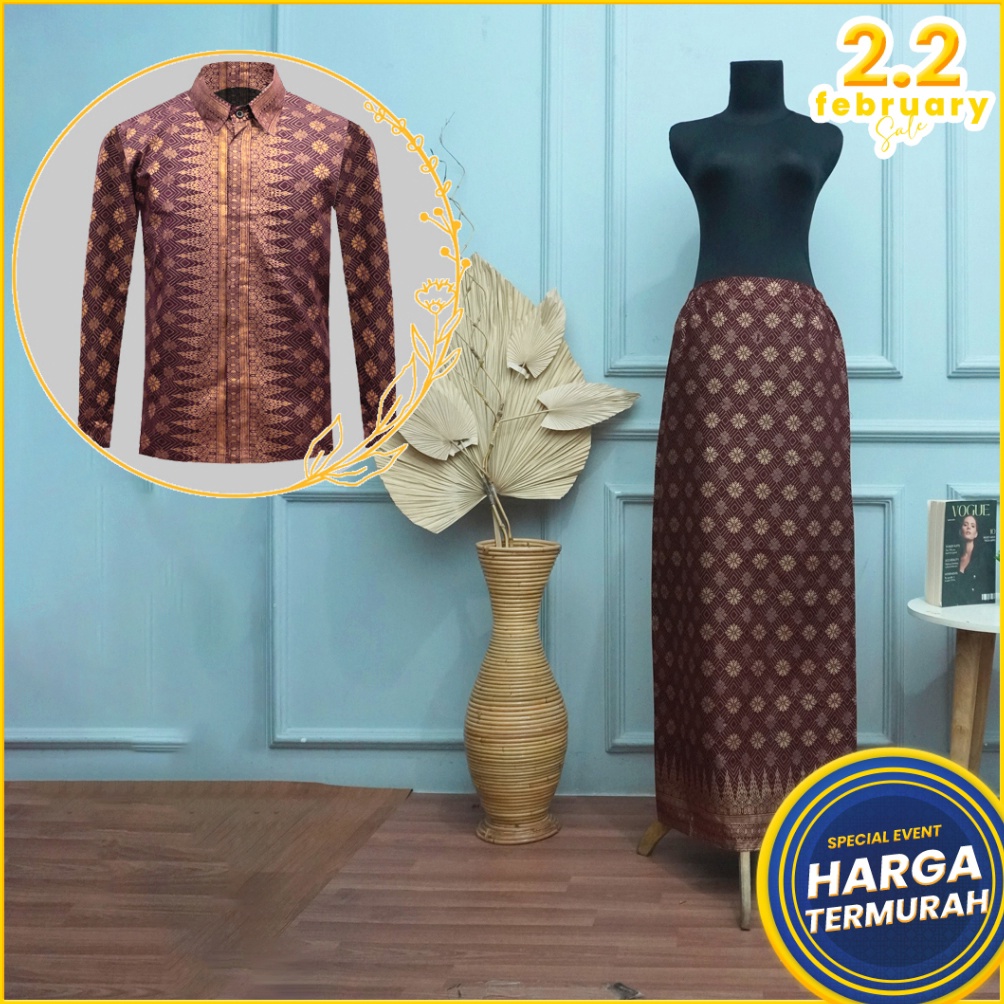 KODE D2E Batik Couple Termurah  Rok Selendang dan Kemeja Batik Kirana Rok Kemeja Modern Tunangan Lam