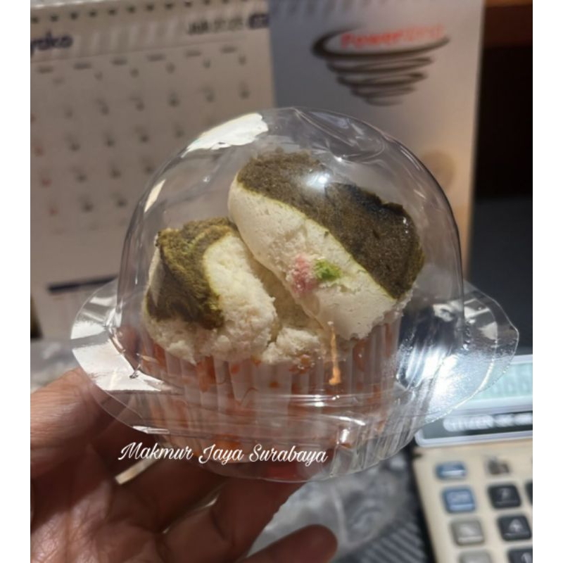 (50 pcs) Mika Black Forest Kecil Mini Bening Transparan/Mika Setengah Bola Wadah Tempat Mochi Muffin