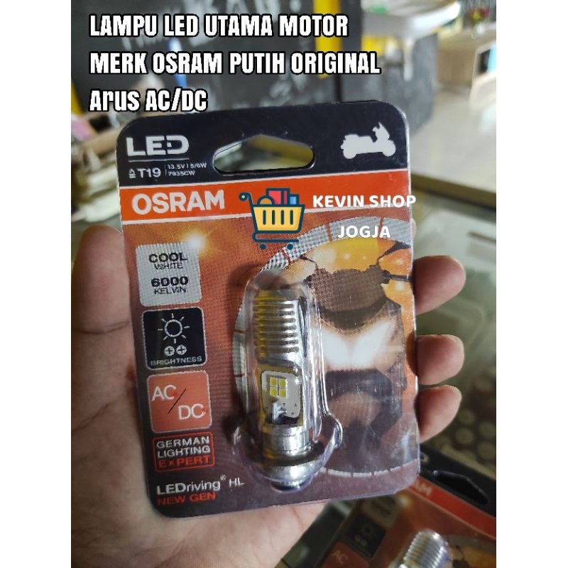 [100% ORIGINAL] LAMPU H6 KAKI 2 LED DEPAN/UTAMA MOTOR Merk OSRAM PUTIH Arus AC/DC