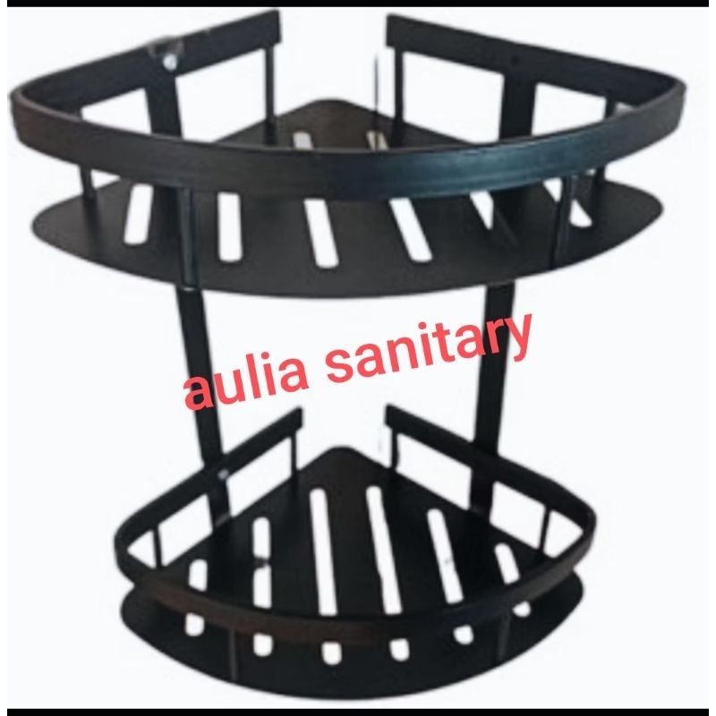 rak sudut hitam stainless 2 susun/rak stainless 2 susun