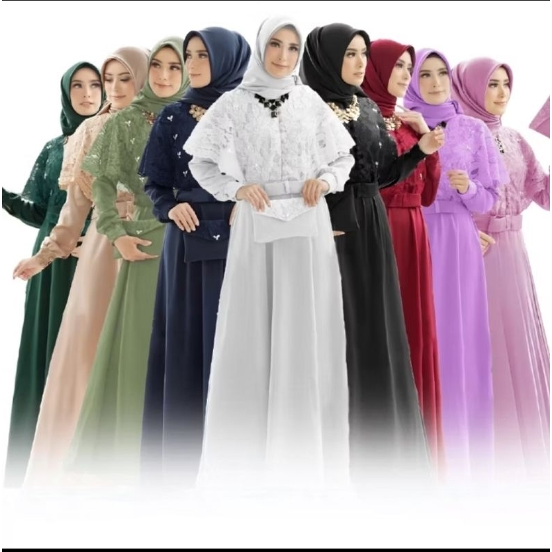 NADINE DRESS GAMIS BROKAT SIMPEL VIRAL CANTIK UKURAN M L XL XXL XXXL  DRESS PESTA KONDANGAN MEWAH EL
