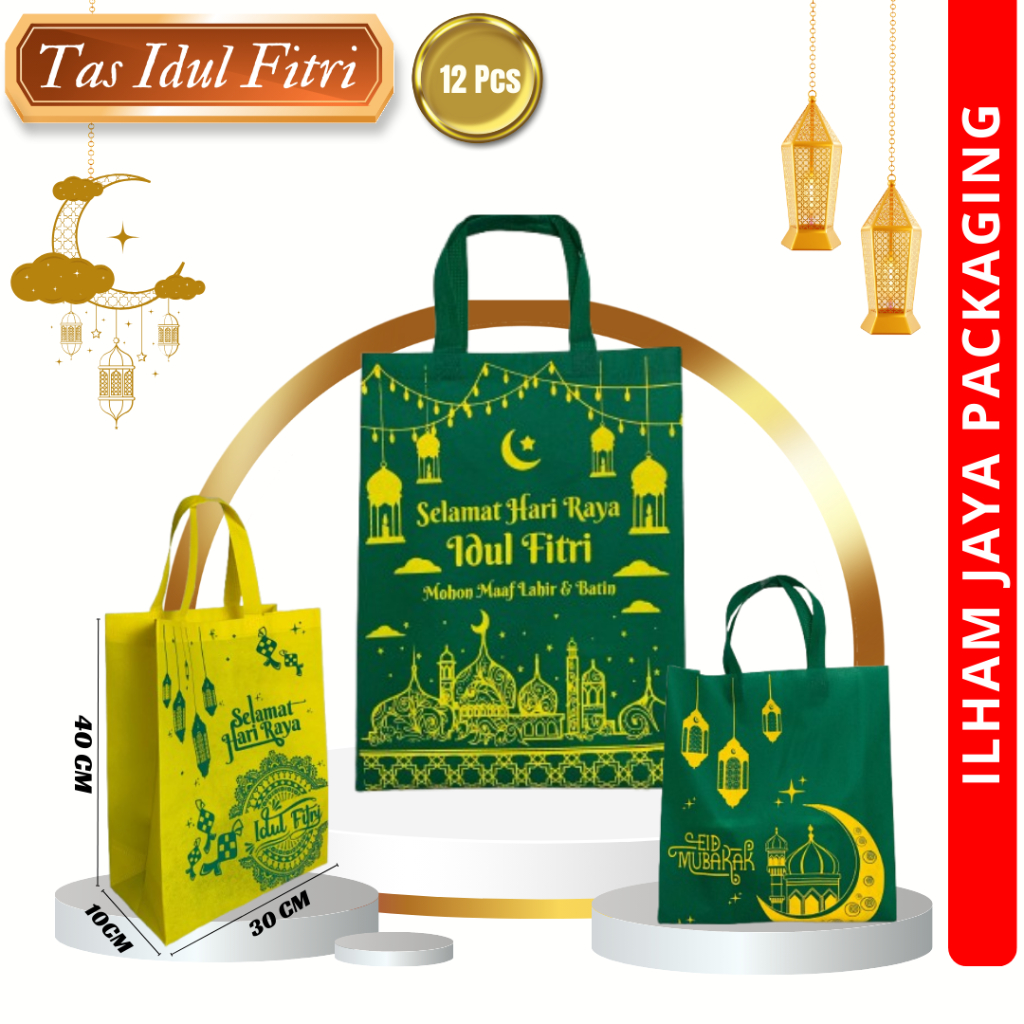 

( 12 PCS ) Tas Hampers Idul Fitri 30x10x40CM / Tas lebaran / Tas Spunbond Idul fitri