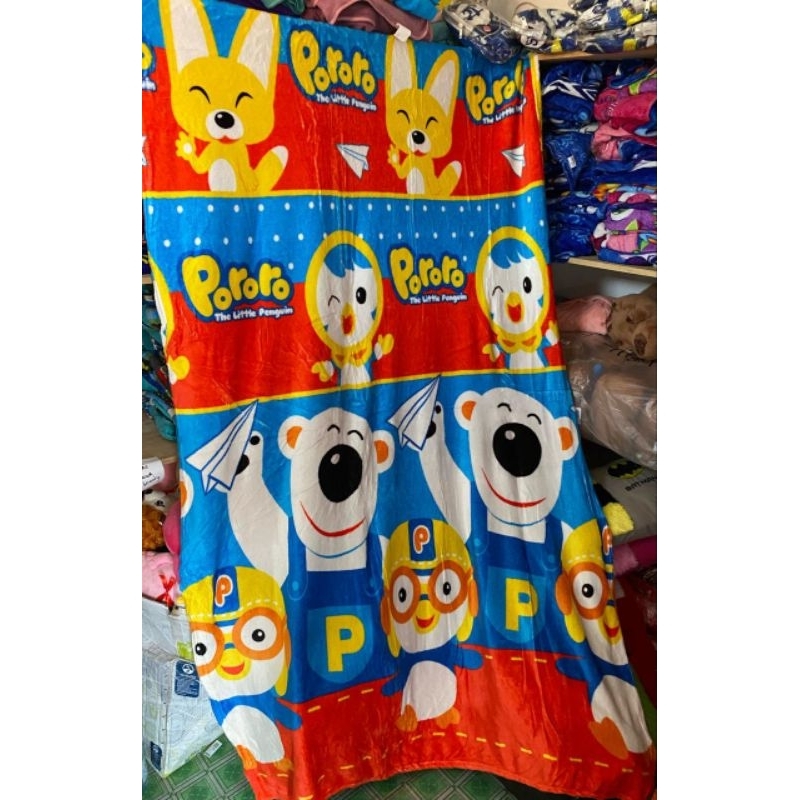 Selimut Bulu Karakter Halus Ukuran 150x190 Motif Pororo