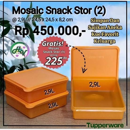TUPPERWARE FLASH SALE -  Mosaic Snack Stor (3 pcs) @ 2,9L // 24,5 x 24,5 x 8,2 cm; PROMO HANYA Rp. 4