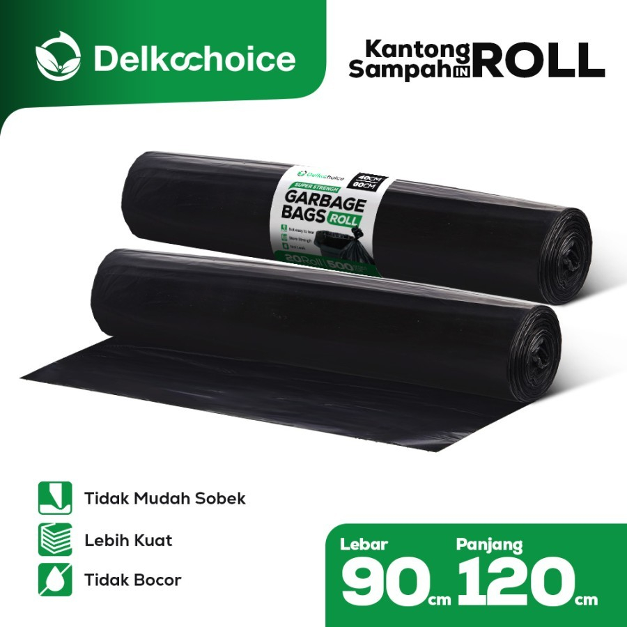 KANTONG PLASTIK SAMPAH TEBAL BESAR WARNA HITAM ROLL 90 X 120