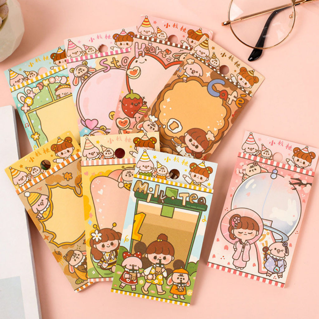 

Little Walnut Girl Cute Sticky Notes - Memo Note Motif Kartun Karakter Lucu