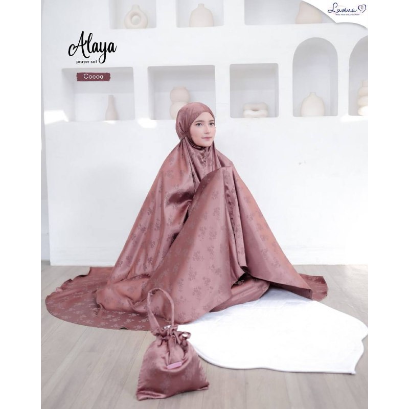 Luvena Alaya Mukena Set 2in1 Bahan Armany Silk Premium Jacquard motif bunga adem lembut warna pastel
