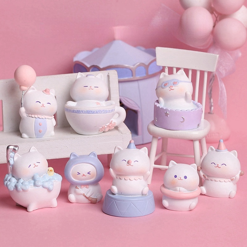 act miniatur pajangan meja aesthetic kucing lucu blind box mini murah cat animal furine mainan