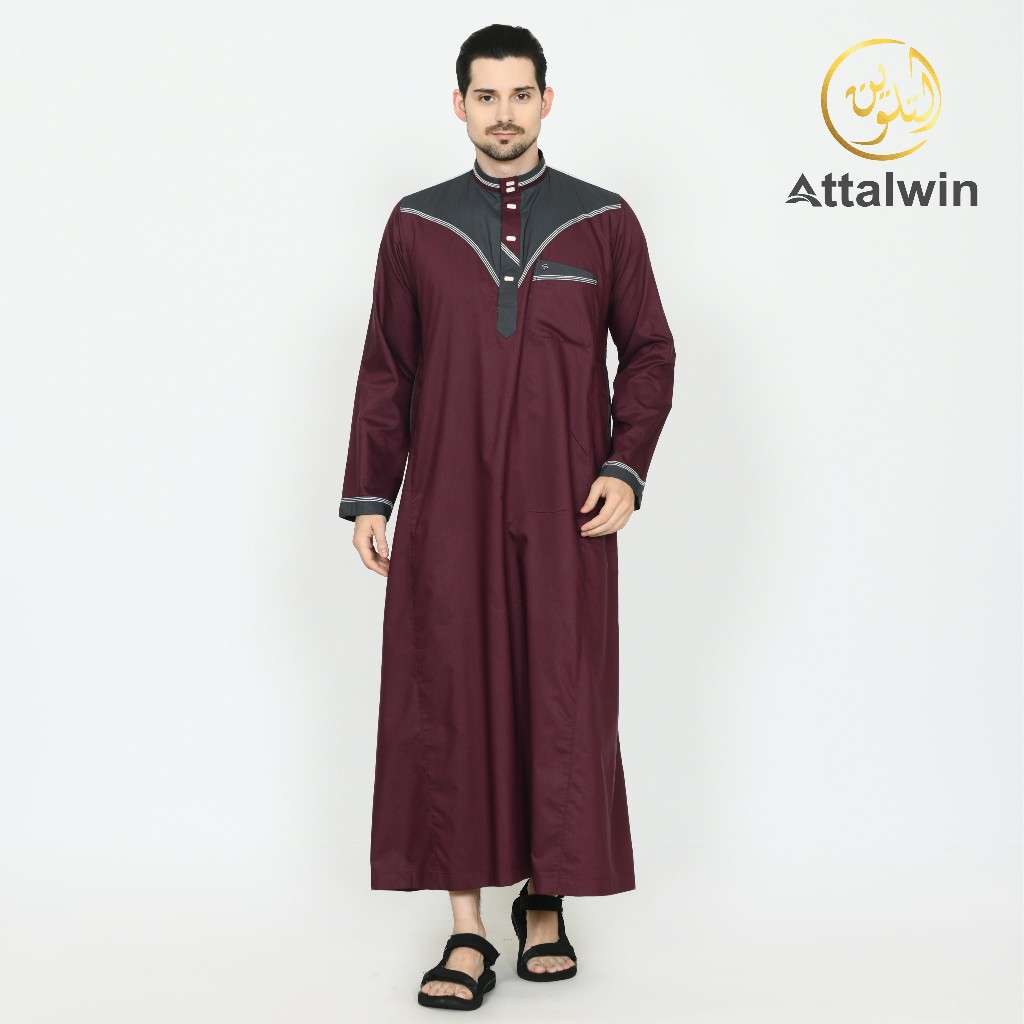 Attalwin - Gamis Jubah Pria Muslim Umroh Haji Tanpa Manset JD0016