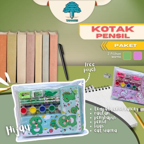 

Tempat Pensil Set - Cat air - Pensil - Pulpen - Rautan
