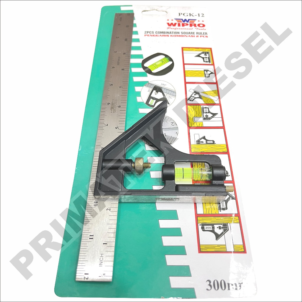

Penggaris Kombinasi PGK-12 WIPRO / Combination Square Ruler PGK - 12 WIPRO / Penggaris Kombinasi Siku Tukang 12" In Inch Inci PGK-12 WIPRO - Penggaris Kombinasi 2Pcs PGK12 PGK 12 WIPRO