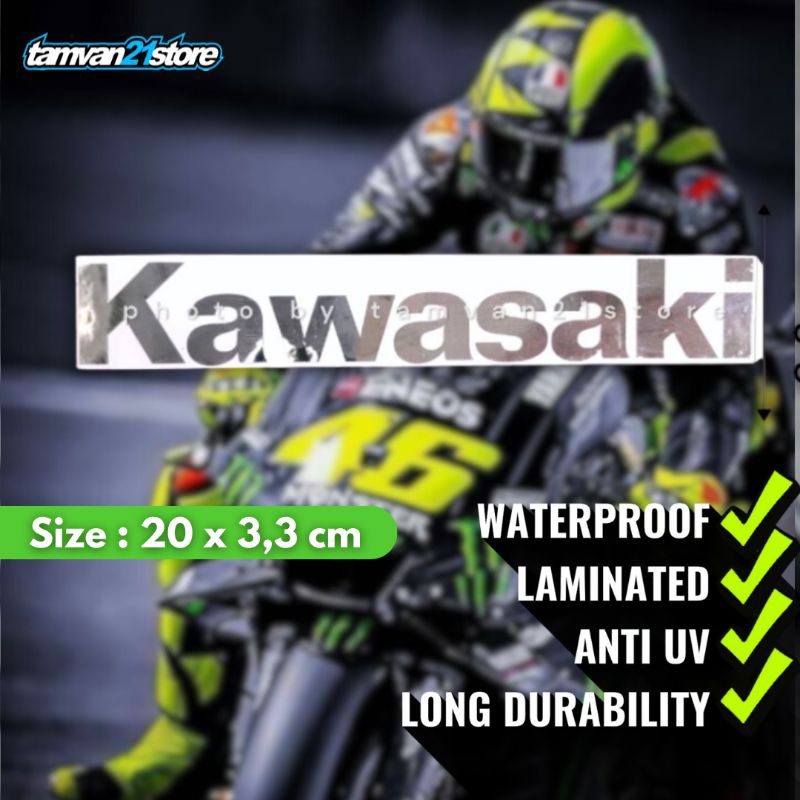 Sticker Kawasaki Silver Chrome | Stiker Kawasaki SilverChrome Polos Laminasi Glossy Cutting Stiker B