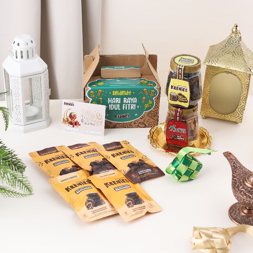 

Brownies Kering Krenies Cemilan crispy Hampers Special Mix Mini Toples Ramadhan Edition