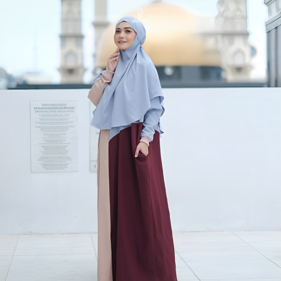 Sheibu Zalla Dress Gamis Muslim Kaftan Hijab Instan Syari Casual Premium Adem Tidak Menerawang
