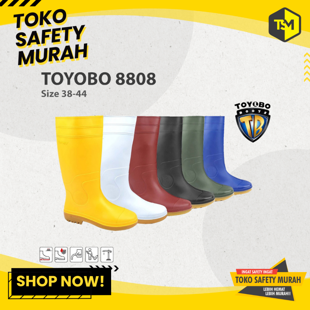 Sepatu Boot Tinggi PVC Karet Proyek TOYOBO 8808 Size 38-44