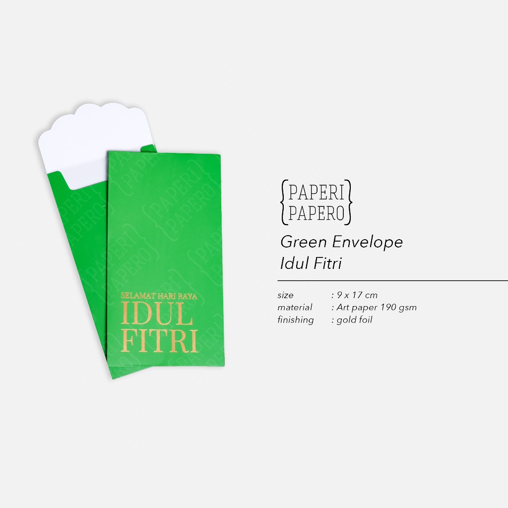

Amplop Idul Fitri Hijau Foil Emas (9 x 17 cm) Isi 5 pcs - Envelope Ramadhan Eid Mubarak Polos Murah