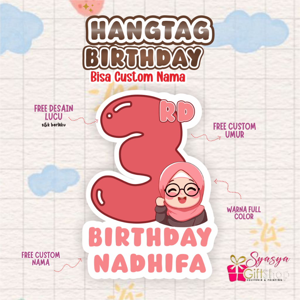 Label Hang Tag Ulang Tahun Anak Premium