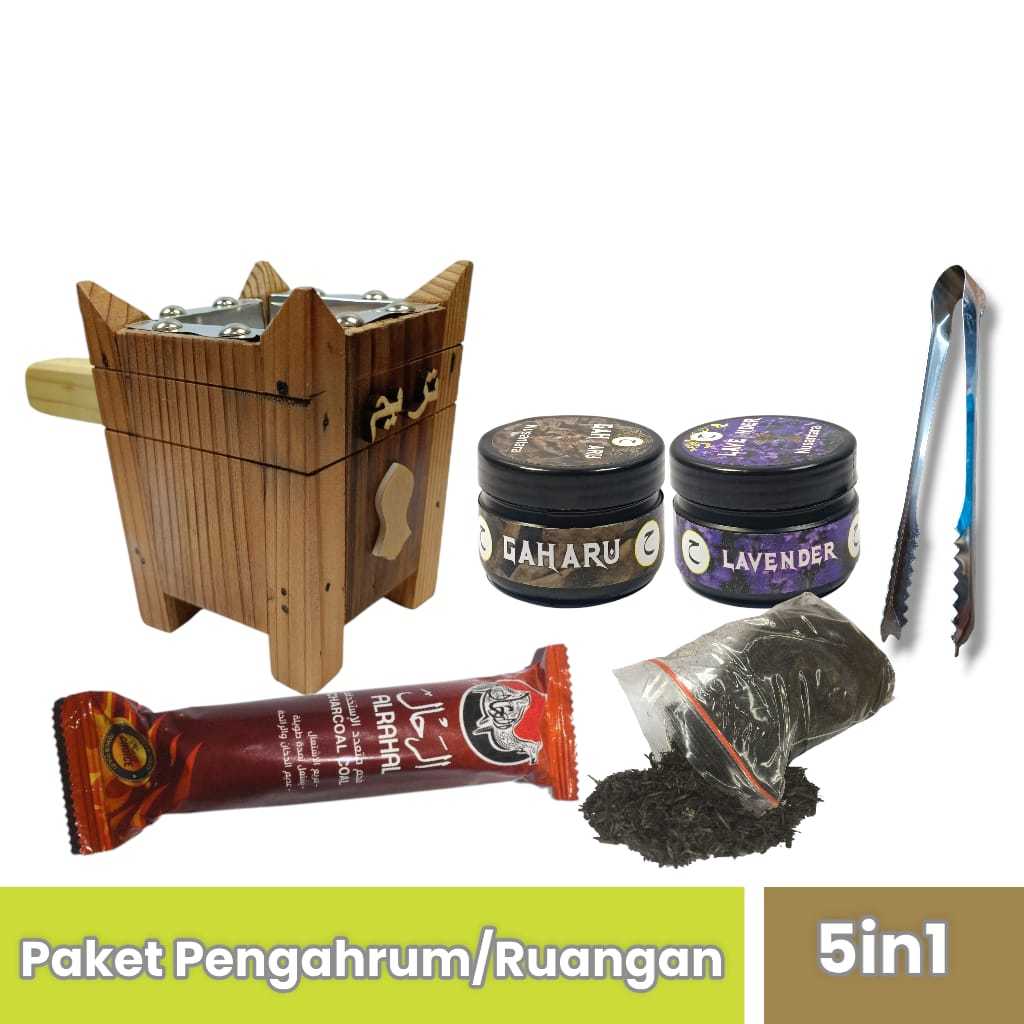 RK Paket bakaran buhur prapen kayu mabkhara kayu mini buhur Hajar Aswad/Bukhur Gaharu +Arang Magic