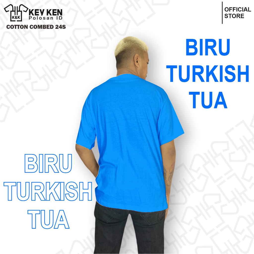 kaos polos cotton combed 24s biru turkish tua pria wanita termurah