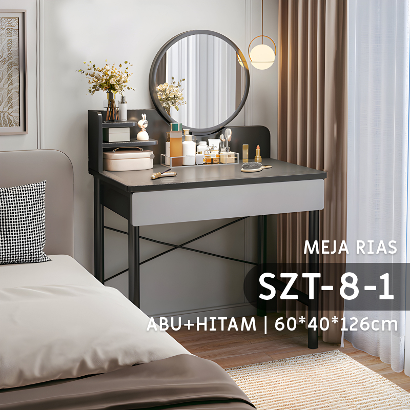 FURNITURE - Meja Make Up - Meja Kamar - Meja Minimalis Aesthetic - Meja Rias Modern Dengan Cermin