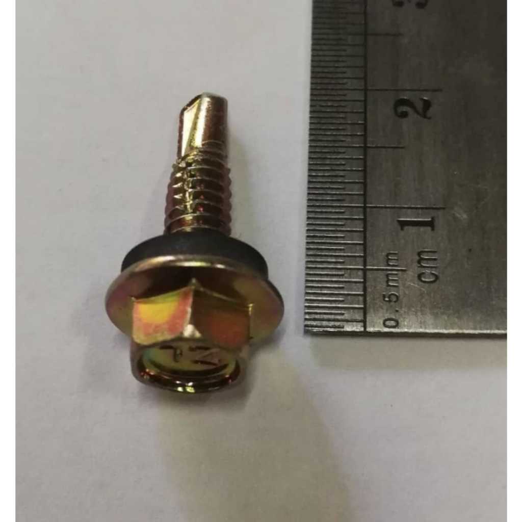 SKRUP ROOFING 2 CM / SEKRUP HOLO BESI BAJA KUNING KARET