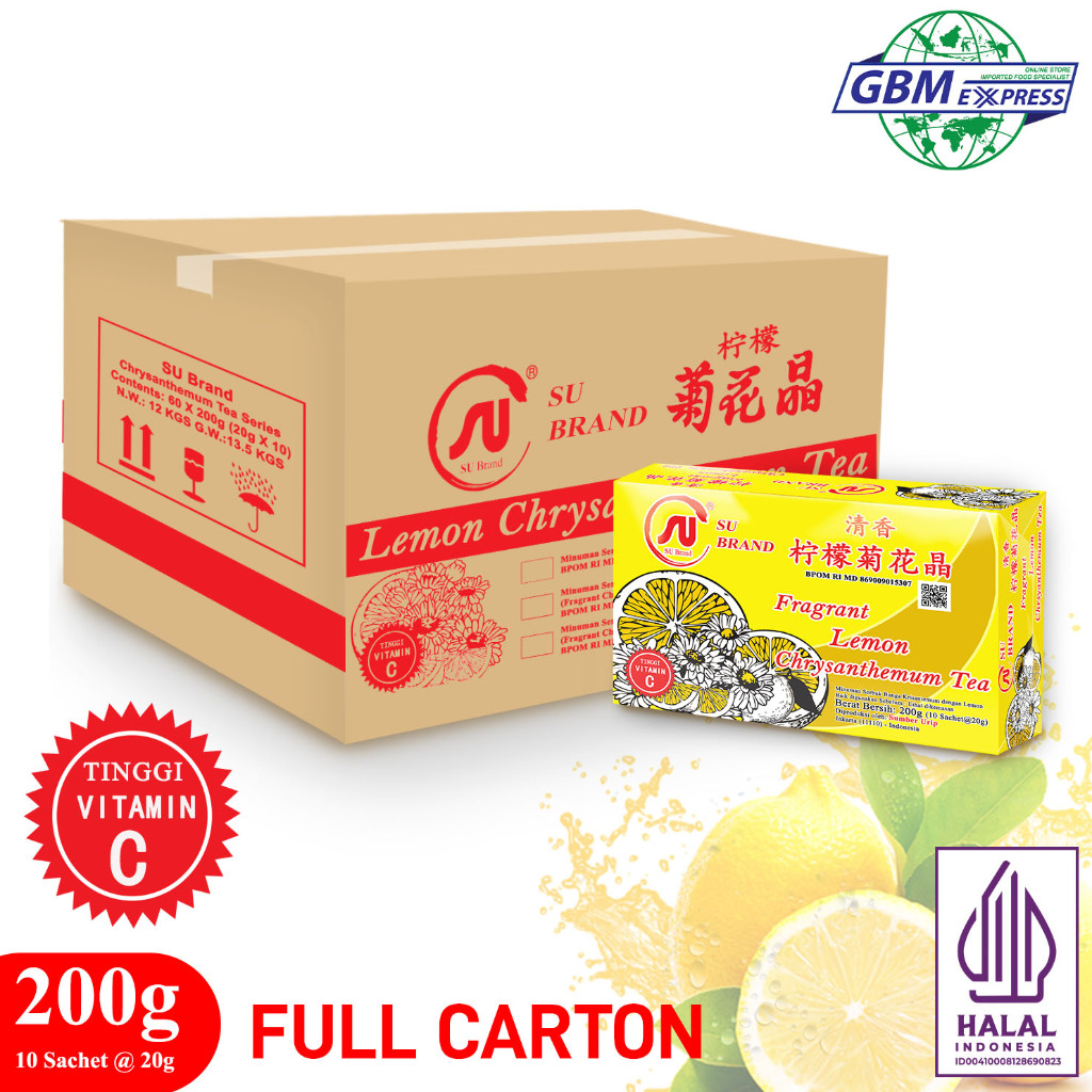 

SU Brand Full Carton Fragrant Lemon Chrysanthemum Tea Membantu Redakan Panas Dalam Tinggi Vitamin C - 60 Pcs