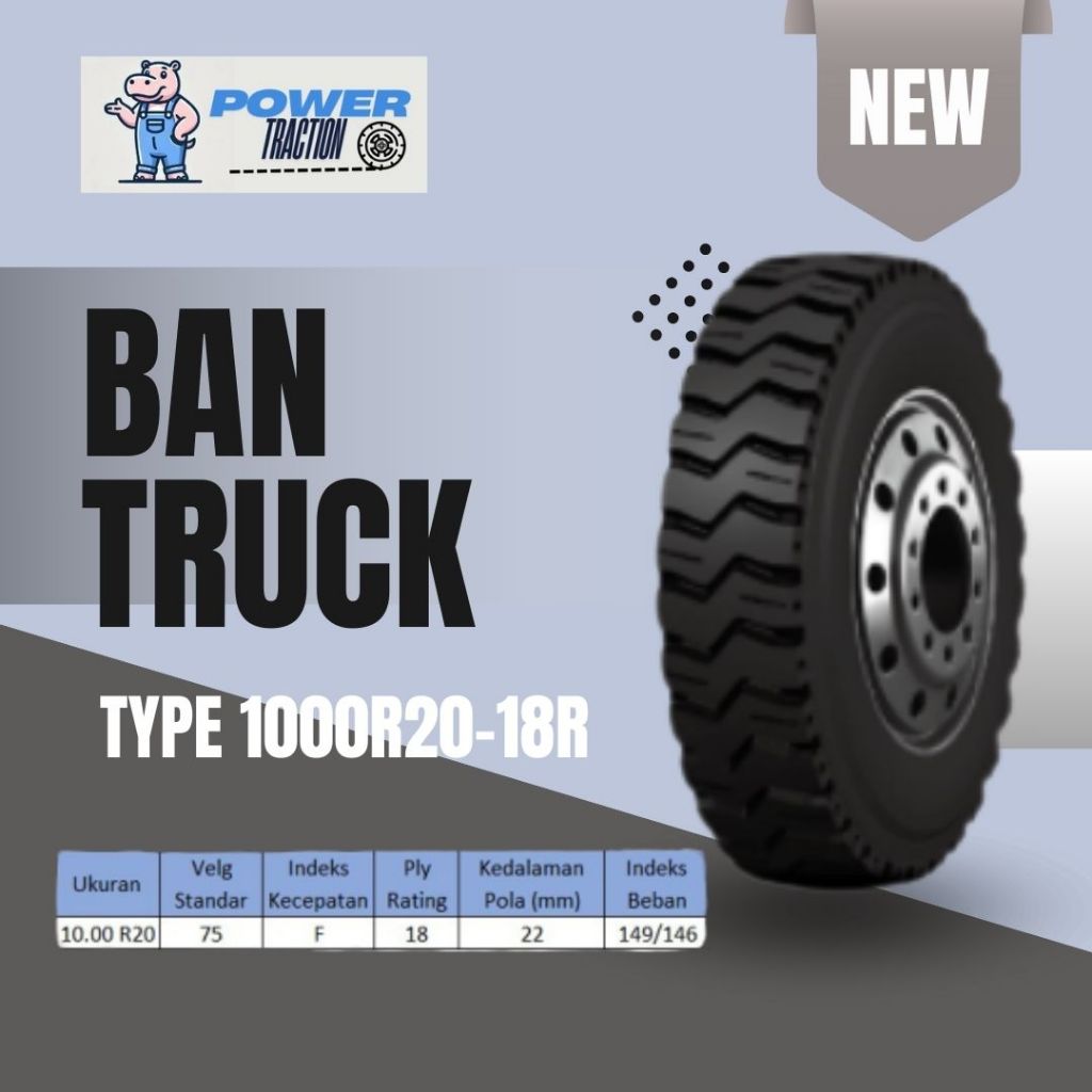 ban truck POWER TRACTION 1000r20x18pr ban luar & ban dalam // ban truck engkel, tronton (PA827)