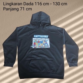 Preloved Tracktop Hoodie | non Zipper | Warna Hitam | Size XL | Unisex