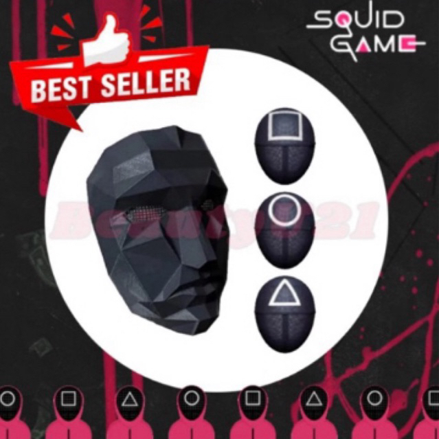 Squid Game Mask Topeng Cosplay Netflix Boss Lingkaran Kotak Segitiga Best Seller