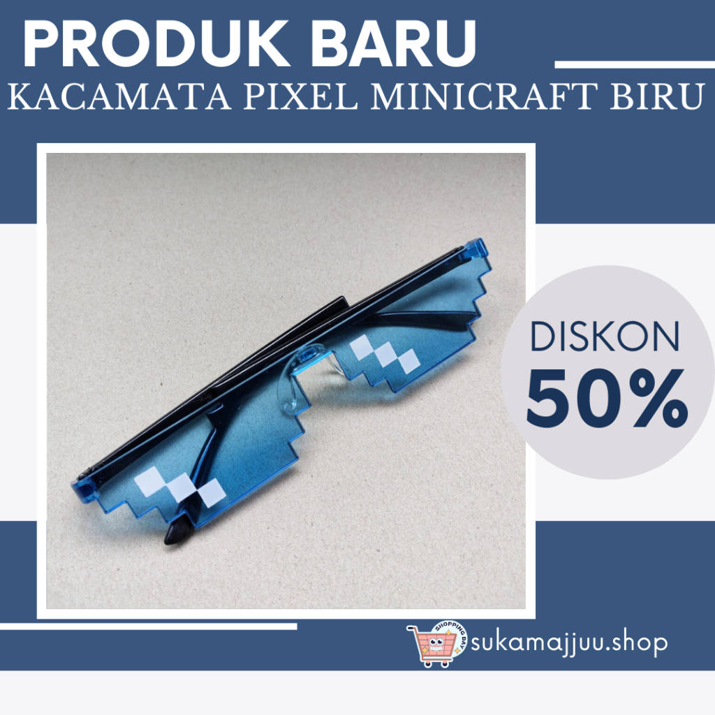 KACAMATA PIXEL MINICRAFT BIRU|KACAMATA JAMAN NOW / KACAMATA THUG LIFE 8 BIT BEST SELLER