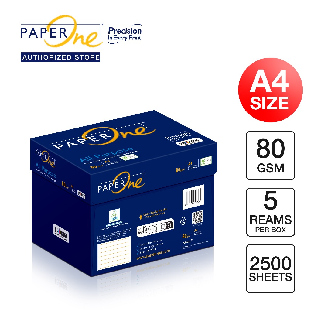 

PaperOne kertas A4 80gr All Purpose 1 Box ( 2500 lembar ) kertas HVS
