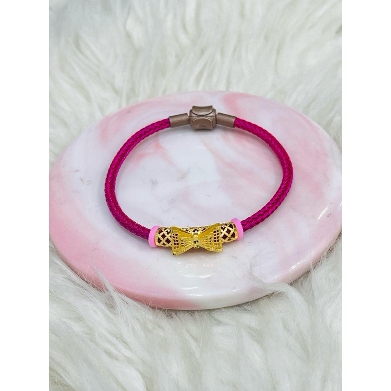 gelang tali liontin tabung pita kerawang simple cantik emas asli kadar 700