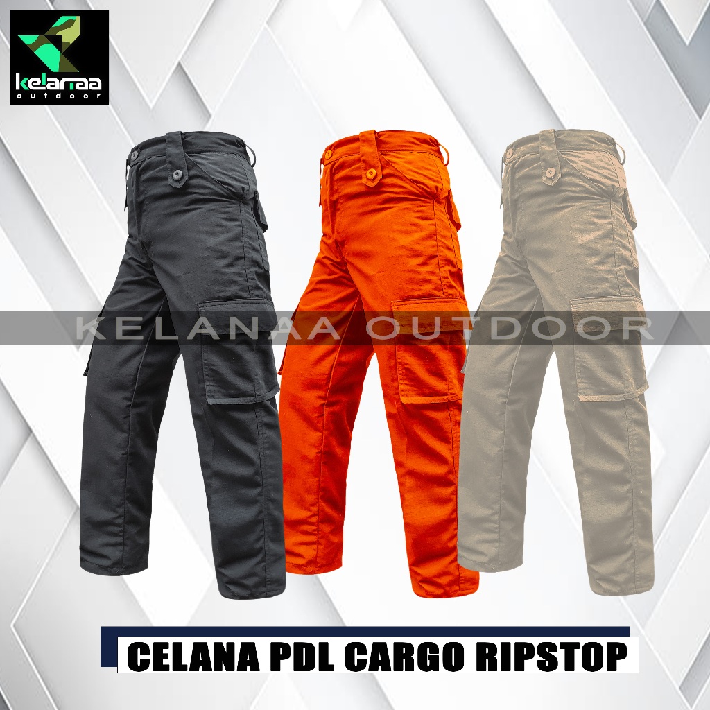 Celana Tactical PDL Pria Orange Hitam Lapangan Polri Satpam Brimob Polisi Khaki Ripstop Unisex