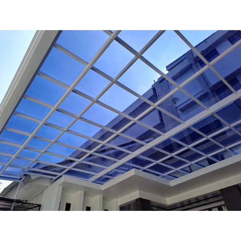 Kanopi solarflat warna bening biru coklat