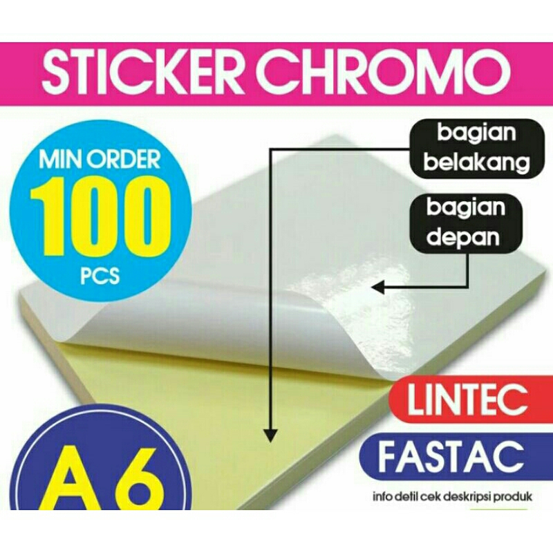 

Sticker Chromo/Sticker A6 polos bisa u/ label pengiriman / label pada box barang dll.