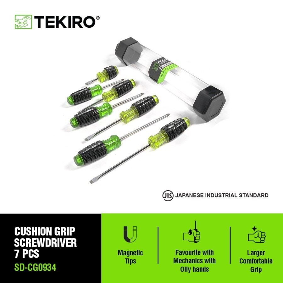 TEKIRO OBENG GAGANG KARET SET 7 PCS / OBENG PLUS MINUS 7PCS SET