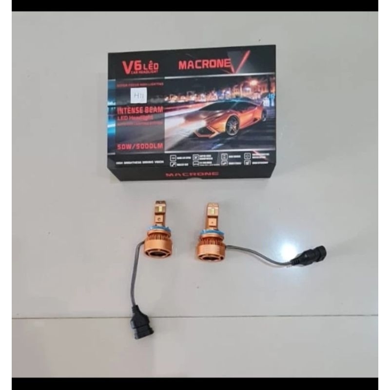LAMPU LED V6 H11 MACRONE / SEPASANG