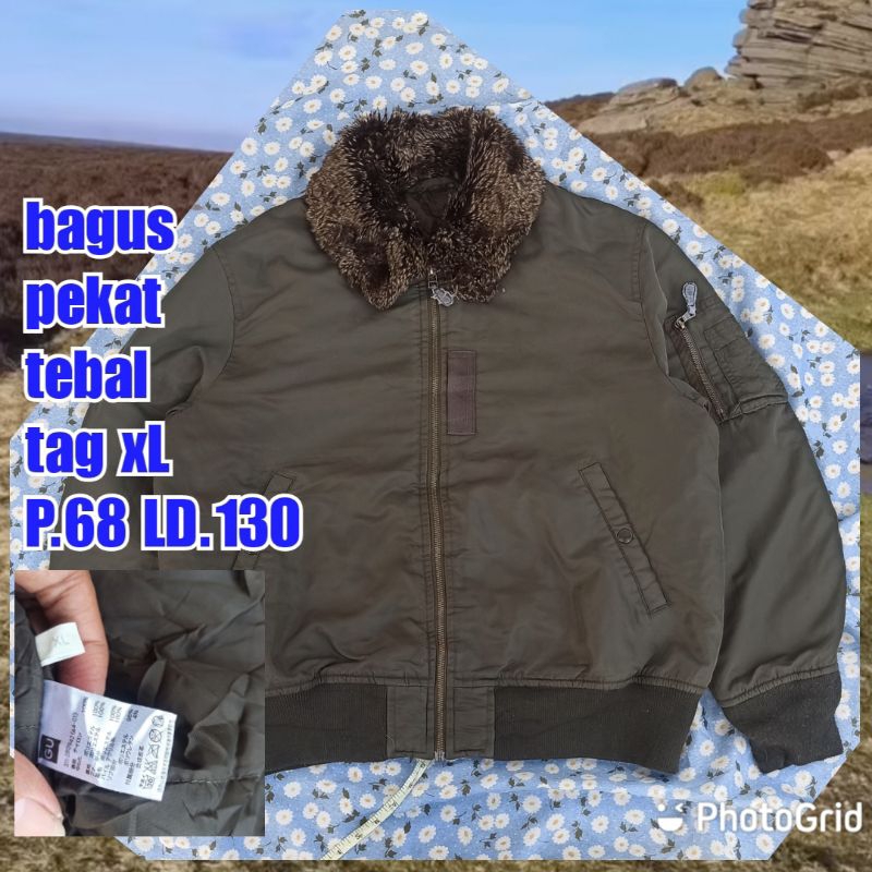 jaket work kerja casual bomber kera sherpa army military gu general uniqlo