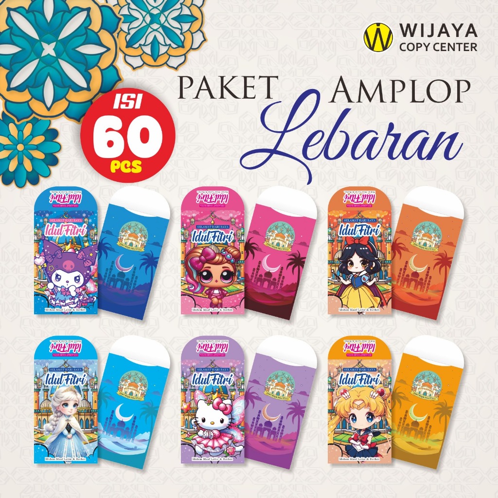 

AMPLOP LEBARAN KARAKTER KARTUN EDISI CEWEK 60 PCS