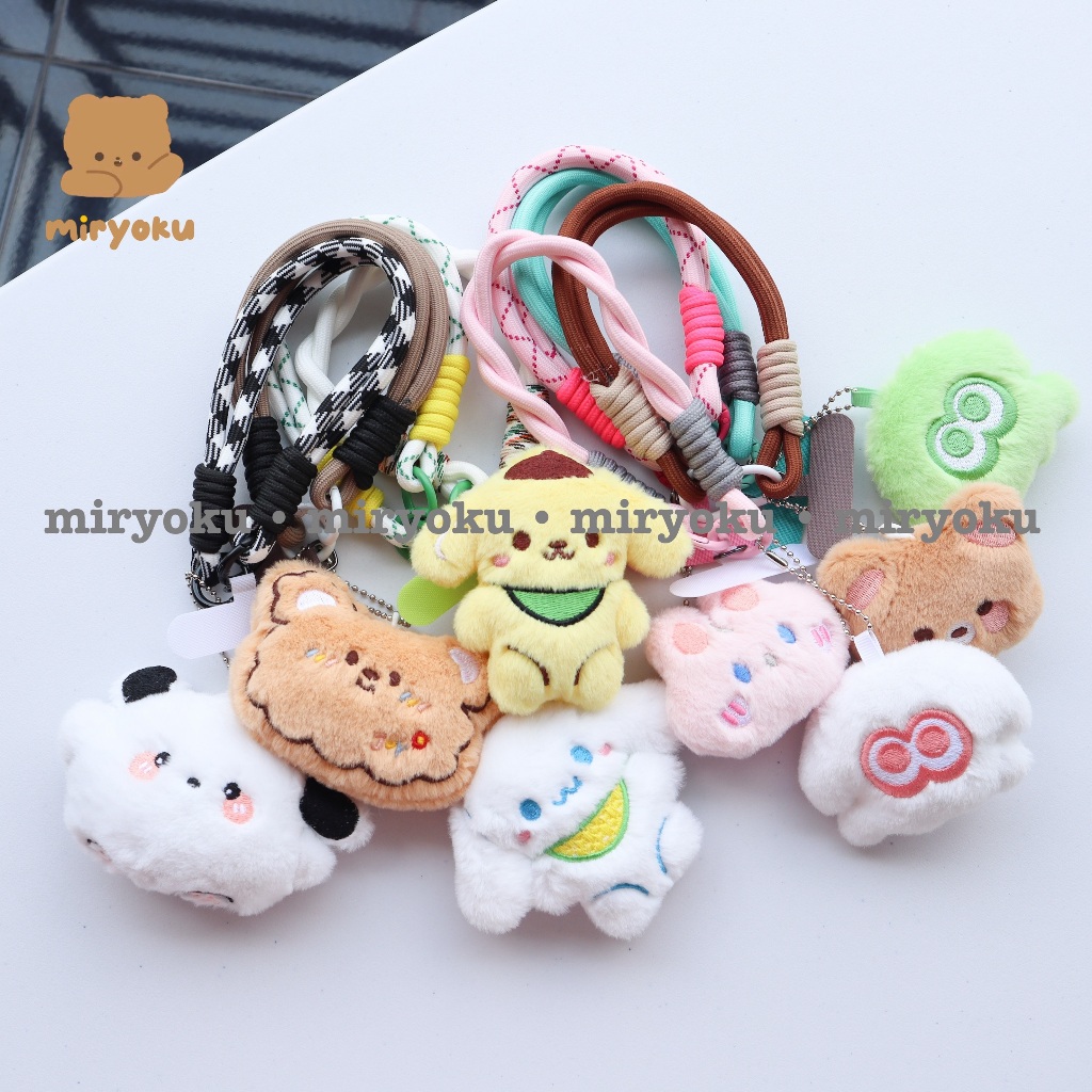 Strap Phone Korean Cute Cartoon 3D Plush Fuzzy Bears Tali Gantungan Hp Aesthetic Korea Kunci Hiasan 