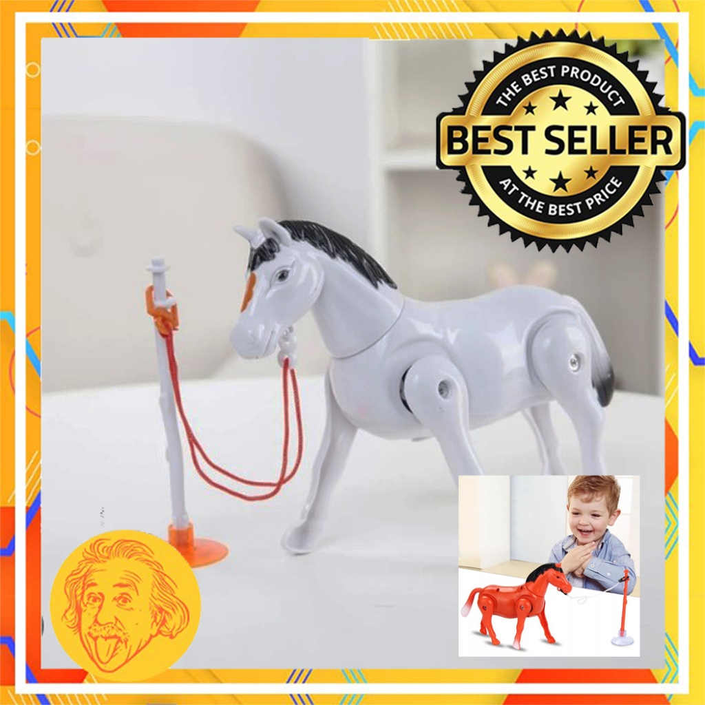 Mainan Kuda Dengan Tali dan Suara Baterai Mainan Kuda Pacu Lari Putar dan Bersuara