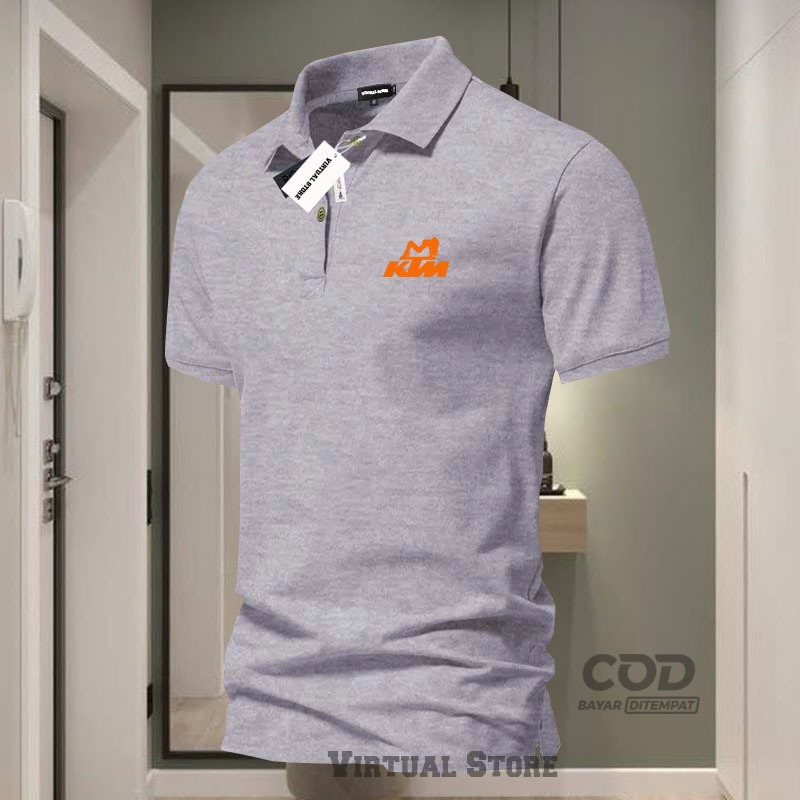 .... Kaos Polo Distro Lengan pendek >> Polo Shirt Distro KTM Text Orenge >> Baju Kaos Pria Dan Wanit