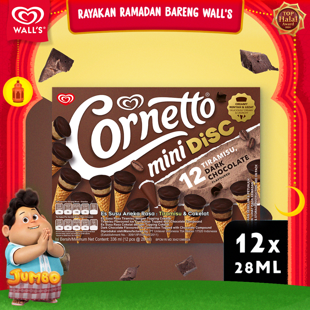 Cornetto Mini Disc Coklat & Tiramisu - Es Krim / Ice Cream Wall's