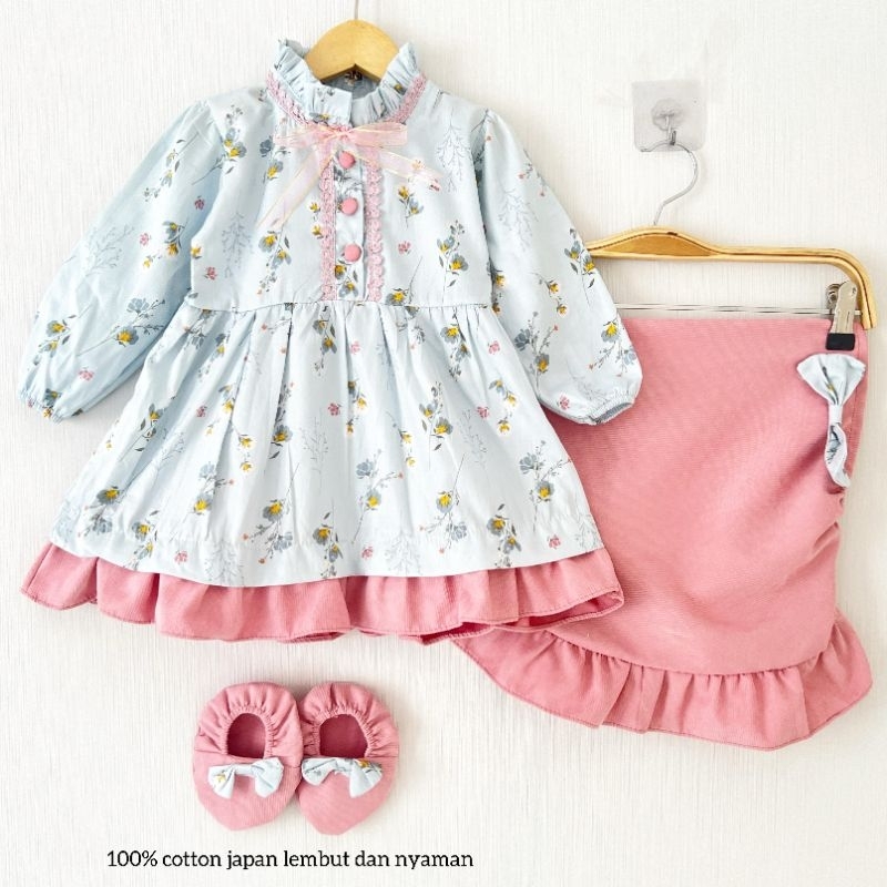 baju muslim dress gamis set sepatu jilbab newborn arabella bayi perempuan