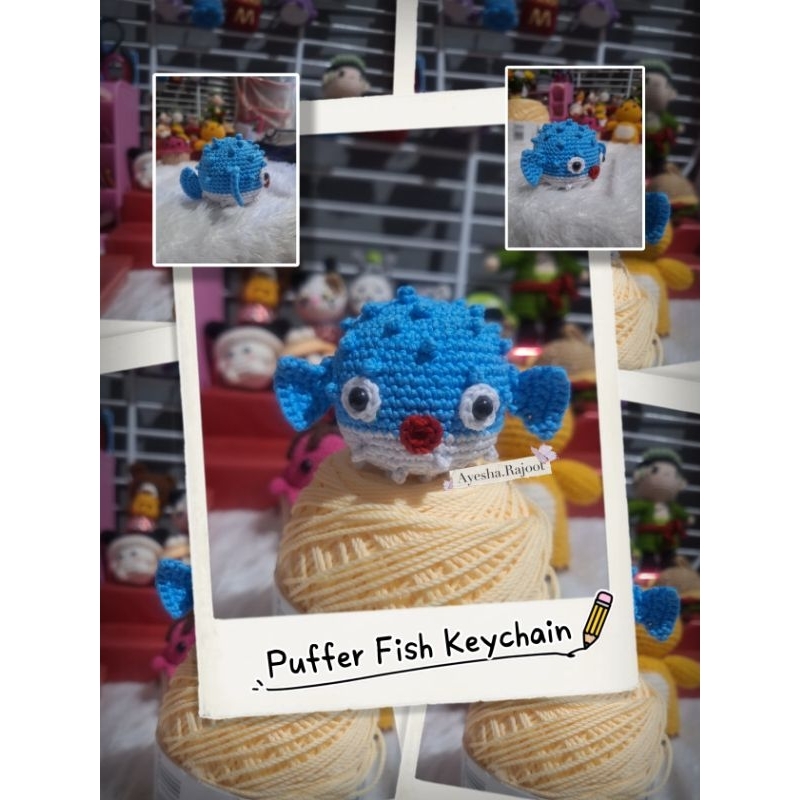 PUFFER FISH Keychain/Ganci Rajut Ikan Buntal/Amigurumi Doll