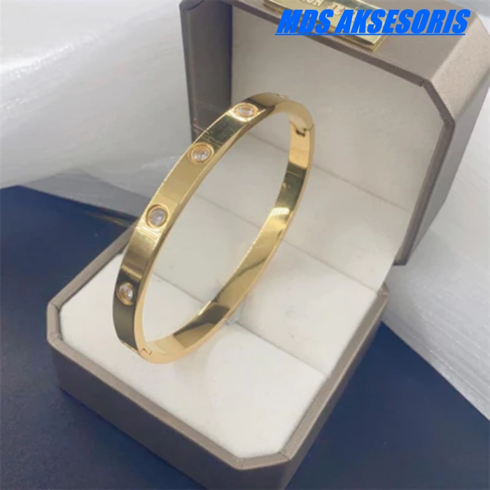 [ Bayar Ditempat ] Gelang Titanium Asli Anti Karat / Gelang Wanita Bangle Terbaru / Gelang Titanium 