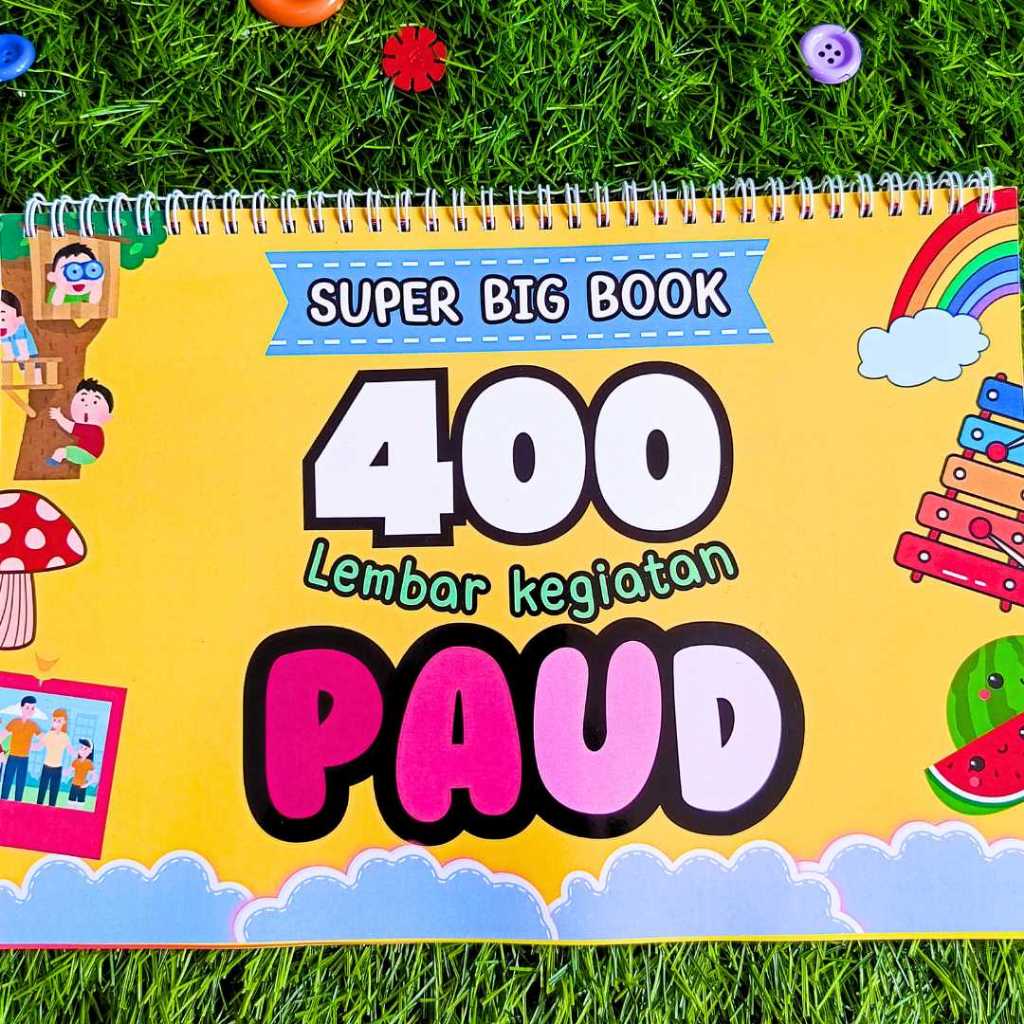 Super BigBook 400 lembar kegiatan Buku Belajar Anak PAUD 4 5 6 7 Tahun