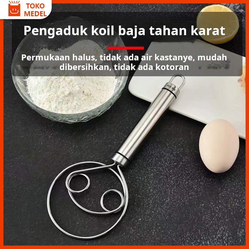 Pengaduk adonan baja tahan karat, pengaduk adonan manual, pengaduk bubuk adonan manual, alat pengadu