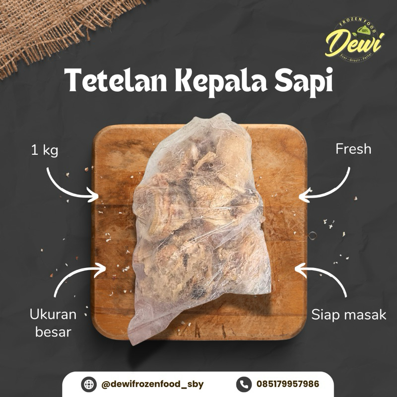 

Tetelan Daging Kepala Sapi frozen +- 1 kg